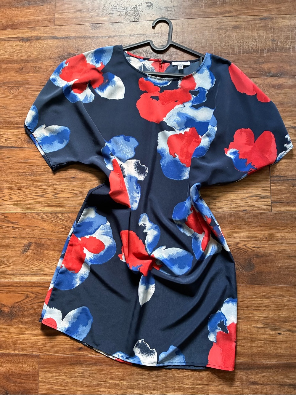 Halston Heritage Navy Mini Dress with Red, Blue & White Floral Print